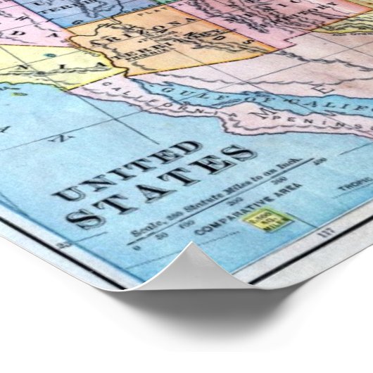 Poster - Kaart van de Verenigde Staten (Hoek)