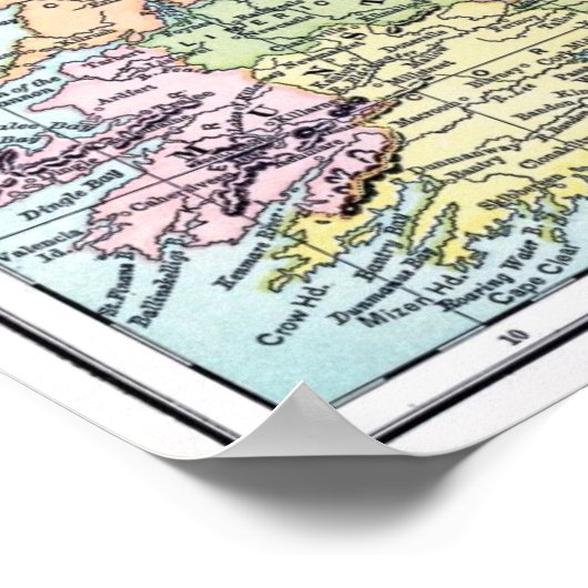 Poster - Kaart van Ierland (Hoek)