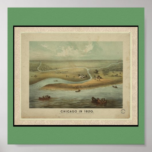 Poster- Kaarten-Chicago in 1820 Poster (Voorkant)