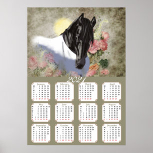 Poster, Kalender, 2021 , Paard, Friesian Poster