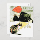 Poster kalender - Edward Penfield -  kattenkunst Briefkaart (Voorkant / Achterkant)