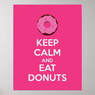 Poster kalm houden en donuts eten afdrukken