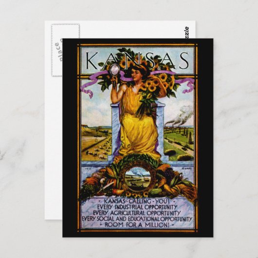 poster Kansas 1911 Briefkaart (Voorkant / Achterkant)