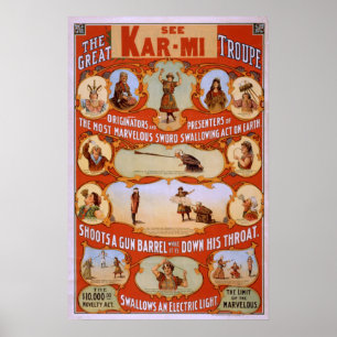Poster KAR-MI Magicien Troupe VAUDEVILLE