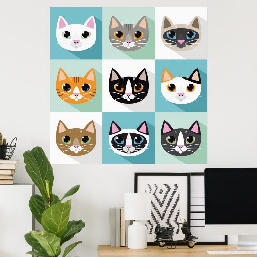 Poster Kat Faces (Thuiskantoor)