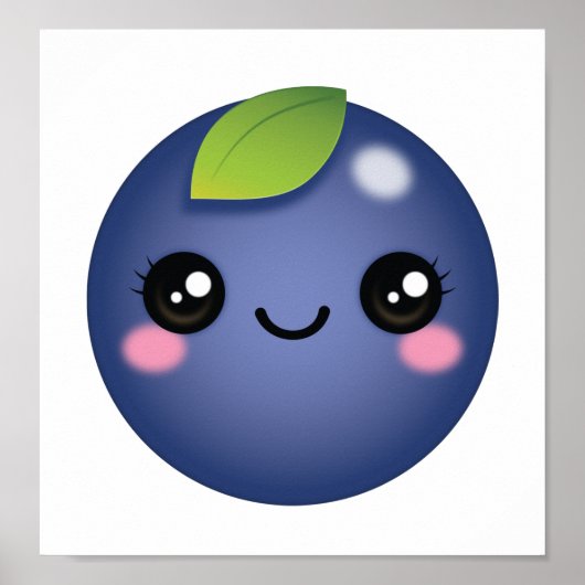 Poster Kawaii Blueberry (Voorkant)