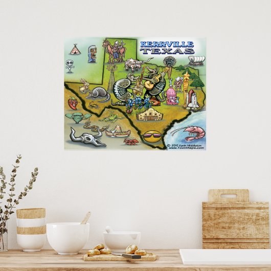 Poster Kerrville TEXAS Map (Keuken)