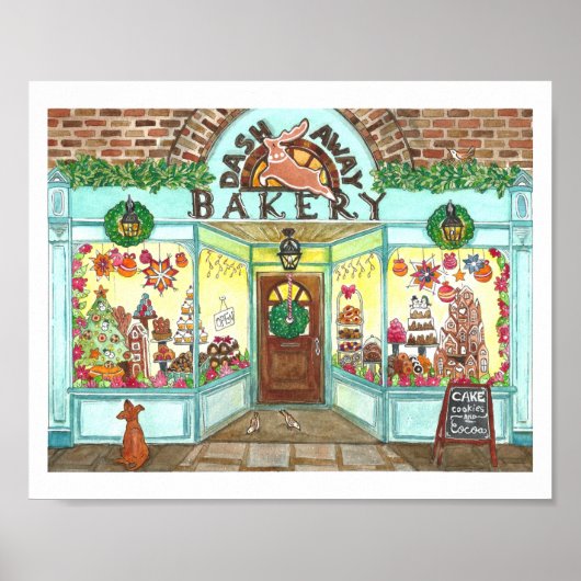 Poster kerstbakkerij Waterverf (Voorkant)