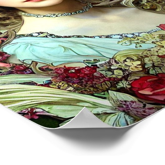 Poster kerstdame inspiratie Mucha (Hoek)