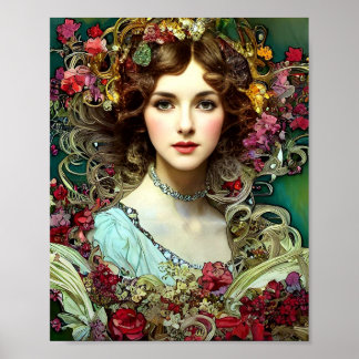 Poster kerstdame inspiratie Mucha