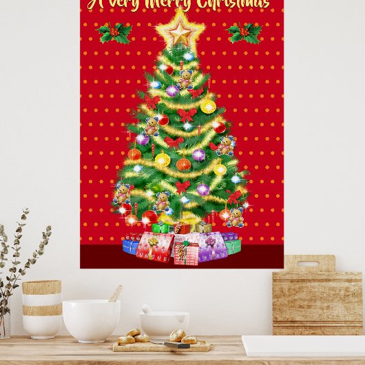 Poster kerstfeestdagen met kerstbomen (Keuken)