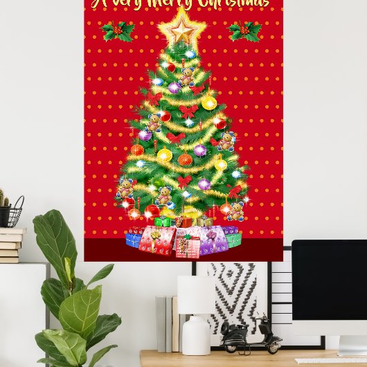 Poster kerstfeestdagen met kerstbomen (Thuiskantoor)