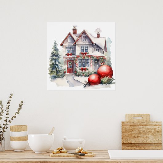 Poster kersthuis (Keuken)