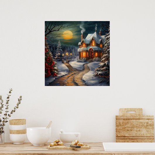 Poster kersthuis (Keuken)