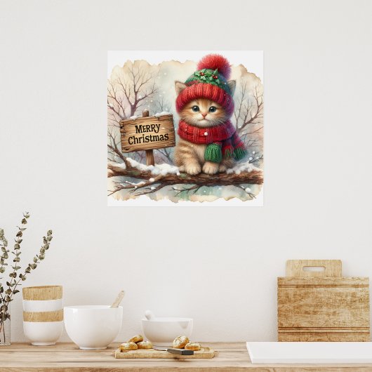 Poster kerstKat (Keuken)