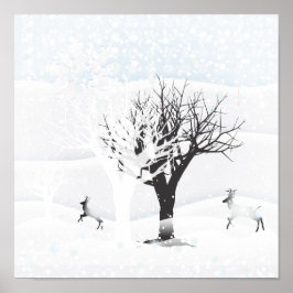 Poster Kerstmis Snowy Fairy Tale. Fantasy Forest