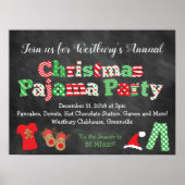 Poster kerstpajama Party Chalkboard Style (Voorkant)
