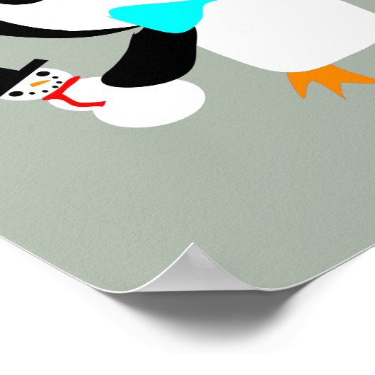 Poster kerstpinguïn (Hoek)