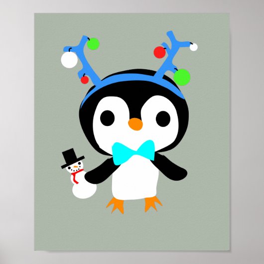 Poster kerstpinguïn (Voorkant)