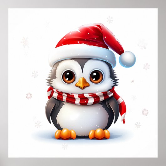 Poster kerstpinguïn (Voorkant)