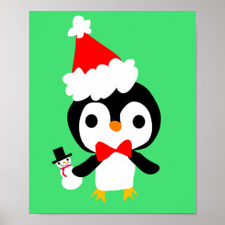 Poster kerstpinguïn 2