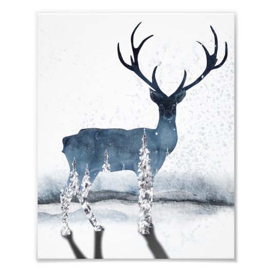 Poster kerstwinterbos Deer (Voorkant)