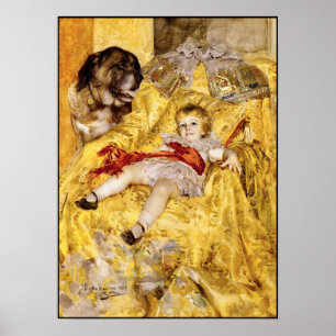 Poster: Kind en Sint Bernard: Art van Anders Zorn Poster