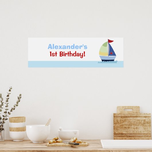 Poster kleine Skipper Sailboat Custom Banner (Keuken)