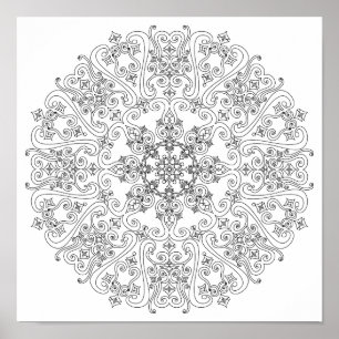 Poster kleuren - Funky Scrolls Mandala
