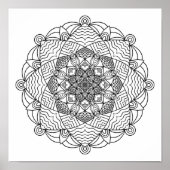 Poster kleuren - Golfbloem Mandala (Voorkant)
