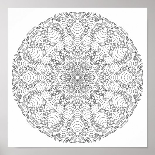 Poster kleuren - Optische illusie Mandala (Voorkant)