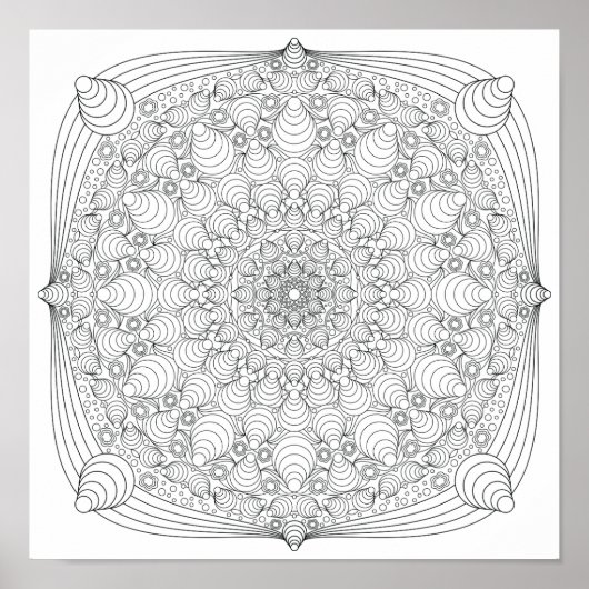 Poster kleuren - Optische verlichting Mandala B (Voorkant)