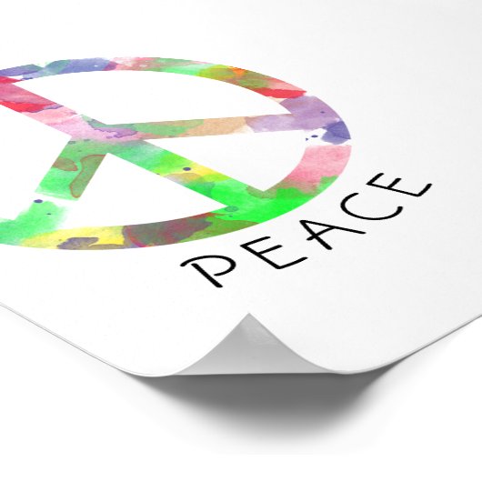 Poster kleurrijk waterverf vredesbord (Hoek)