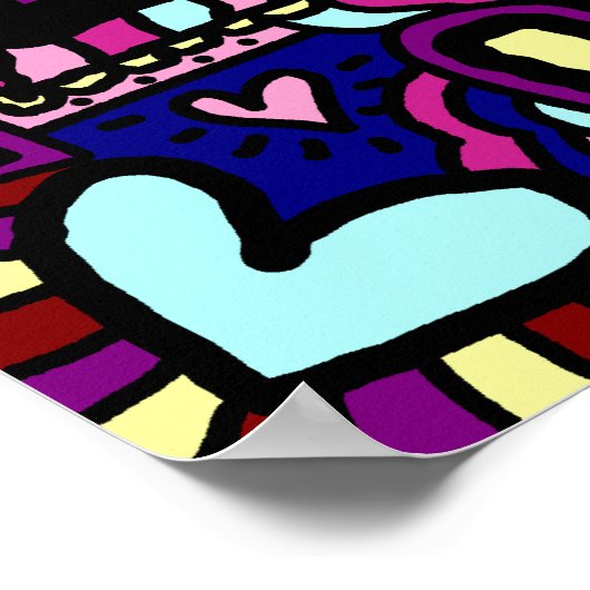 Poster, kleurrijke Abstracte harten Poster (Hoek)