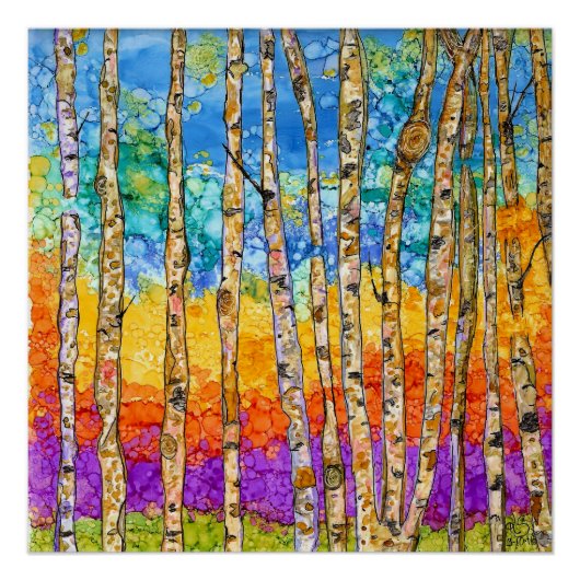 Poster kleurrijke Aspen-bomen - 20 x 20 inch (Voorkant)