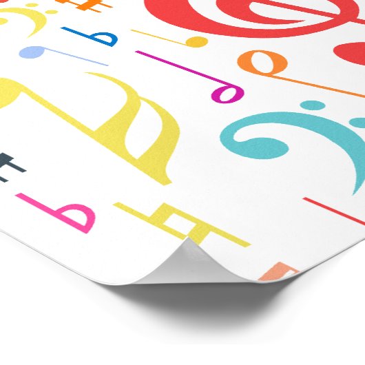 Poster kleurrijke Muzieknoten (Hoek)