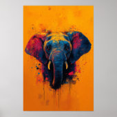 Poster Kleurrijke Olifant Abstract Dier Wildlife (Voorkant)