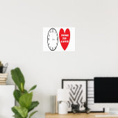 Poster klok met rode harttijd tot liefde (Thuiskantoor)