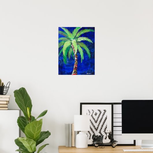 Poster kobalt Blue Palm Tree (Thuiskantoor)