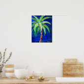 Poster kobalt Blue Palm Tree (Keuken)