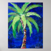 Poster kobalt Blue Palm Tree (Voorkant)