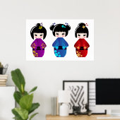 Poster Kokeshi-poppen (Thuiskantoor)