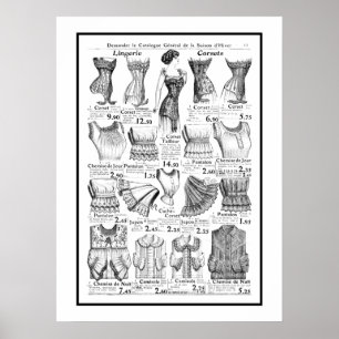 Poster korsetten 1909-1910 advertentie
