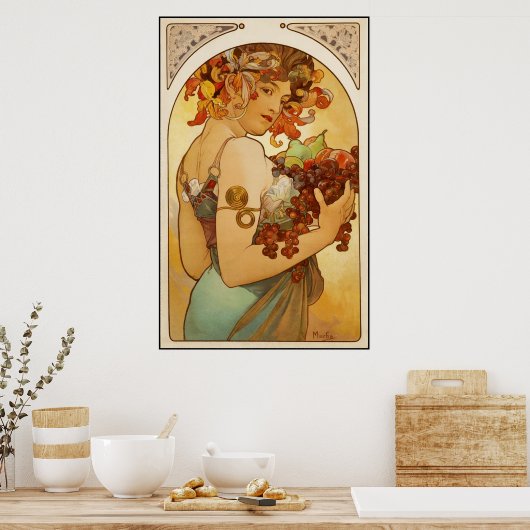 Poster  Kunst Alfons Mucha Fruit (Keuken)