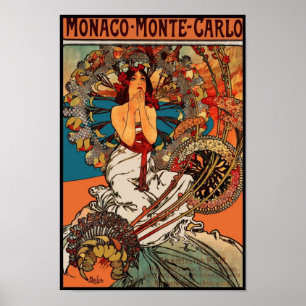 Poster Kunst Alfons Mucha Monaco Monte Carlo