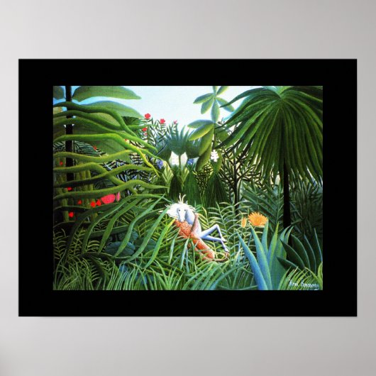 Poster  kunst Cheval attaque par un jaguar (Voorkant)