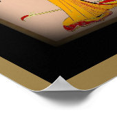 Poster  kunst geisha met gele Rode Kimono (Hoek)