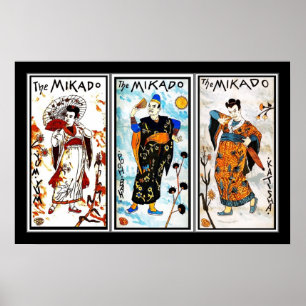 Poster  kunst Japans Mikado 3 panels