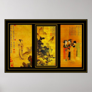 Poster Kunst Japanse Tang Yin Panels