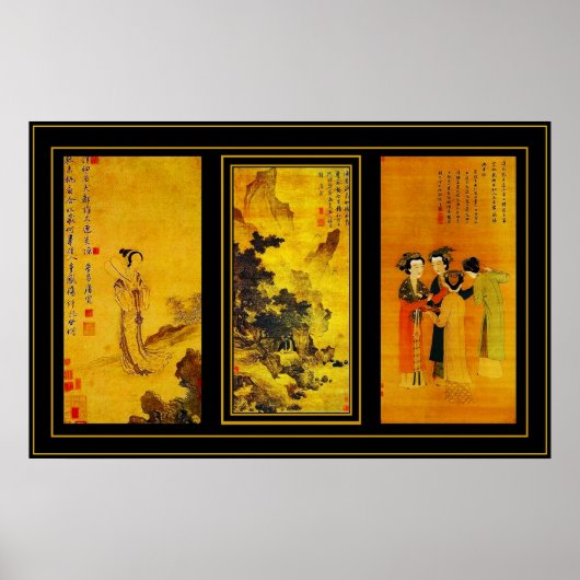 Poster  Kunst Japanse Tang Yin Panels (Voorkant)